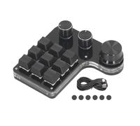 Kadimendium Mini Tastiera LED RGB con 9 Tasti e 3 Manopole Connessione USB C Interruttore Rosso Personalizzabile Tastiera Meccanica Compatta per Ufficio di Gioco