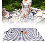 Kadimendium Tappetino da Picnic per Esterni in Tessuto Oxford, Resistente e Impermeabile per Uso in Spiaggia e Sull'erba, 145x200 Cm, Rosso Bianco (Griglia Bianca Blu)