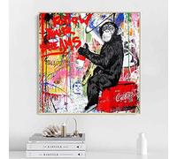 KADING Banksy Graffiti Art Monkey Follow Your Dreams Tela Pittura Street Art Poster e Stampe Wall Art Pictures for Home Decor 60x60cm(24x24in) Cornice interna