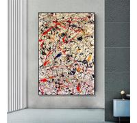 KADING Jackson Pollock Poster Dipinto di Fama Mondiale Stampato su Tela Immagine Astratta di Arte della Parete per Soggiorno Moderno Decorazioni per la casa 80x125cm (32x49in) Cornice Interna