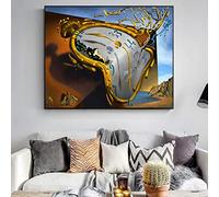 KADING La persistenza della memoria di Salvador Dalí Poster e stampe su tela Classici famosi quadri d'arte Dipinti murali artistici con orologio 51x64 cm (20x25 pollici) Cornice interna