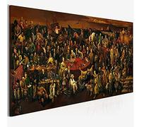 KADING Opere d'arte famose Discutendo la Divina Commedia con Dante Pittura a olio su tela Poster e stampa Home Wall Art Decor Immagini 50x115 cm (20x45 pollici) con cornice