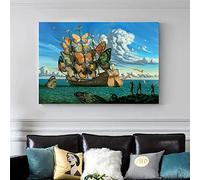 KADING Salvador Dalì Nave con Farfalla Insetto Stampa HD Tela Pittura Poster e Stampe Immagine di Arte della Parete per Soggiorno Decorazioni per la casa 61x92cm (24x36in) Cornice Interna