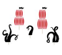 Kadosa Set 5 pz Cake Topper Pirati a Forma di Tentacoli e Vele di Galeone - Torta Festa a Tema Compleanno