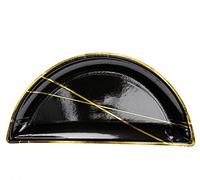 Kadosa Set 6 Piatti Elegant Black Mezza Luna 21,5 x 10,5 cm Neri con Decorazioni Oro Perfetti per Festeggiare in Tono Elegante e Raffinato - Capodanno Festa a Tema Compleanno Party Cartone