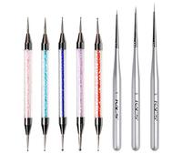 KADS 5Pcs punteggiando spazzole 3Pcs Nail Liner Pennelli Kit Nail Art Pennello Doppia Testa Punteggiatura Strumento Nail Art Design Pennello