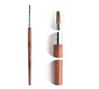 KADS Kolinsky - Pennello per unghie in acrilico, con setole in acrilico, ovale, ondulato, manico in legno rosso, qualità professionale (2#)