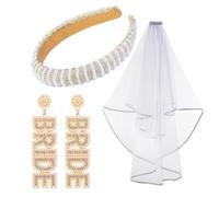 KADSXIYA Cerchietti con perle e velo, set di orecchini, per feste nuziali