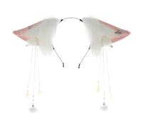 KADSXIYA Cerchietto con orecchie di gatto peloso carino volpe orecchie nappe clip peluche animale orecchio copricapo