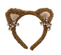 KADSXIYA Cerchietto per capelli in peluche con orecchie di gatto con campanelle, per lavare il viso