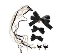 KADSXIYA Dolce cerchietto per capelli da ragazza che si lava il viso, elegante fiocco nappa orecchini con perle