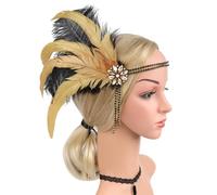 KADSXIYA Elegante fascia per capelli anni '20 con piume e nappe