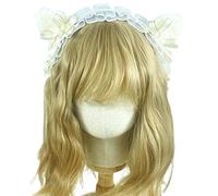 KADSXIYA Lolita - Cerchietto per capelli elegante a forma di orecchie di gatto, con pizzo plissettato per Cospla