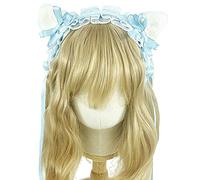 KADSXIYA Lolita - Cerchietto per capelli elegante a forma di orecchie di gatto, con pizzo plissettato per Cospla