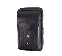 KADSXIYA Marsupio in pelle vintage con passante per cintura e custodia per telefono, nero, Vertical