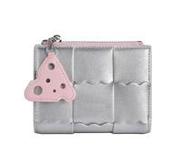 KADSXIYA Portafoglio da donna in pelle con scomparti multipli con cerniera, Argento