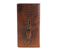 KADSXIYA Portafoglio da uomo in coccodrillo 3D a due volte con porta carte d'identità per custodia lunga frizione Billf, Cioccolato