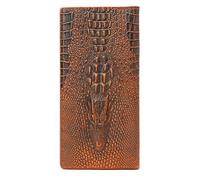 KADSXIYA Portafoglio da uomo in coccodrillo 3D a due volte con porta carte d'identità per custodia lunga frizione Billf, Cachi