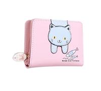 KADSXIYA Portafoglio tascabile carino cartone animato gatto porta carte di credito per ragazza donna titolare della carta, Rosa