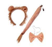 KADSXIYA Set di 3 cerchietti divertenti con orecchie da leone, coda e papillon, in peluche, per carnevale