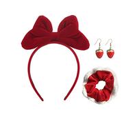KADSXIYA Set di graziosi orecchini a forma di fragola con fiocco in velluto