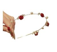 KADSXIYA Versatile fascia floccata a forma di rosa copricapo con perla elegante fascia per capelli