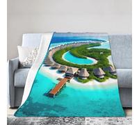 KadUe Coperta in pile in microfibra, accogliente, morbida e leggera, per divano, divano, viaggi, campeggio, paesaggi delle Maldive