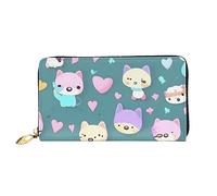 KadUe Cute Little Fox Portafoglio in pelle alla moda da donna, scomparti multipli per carte e contanti carte di credito, Nero , Taglia unica, Contemporaneo