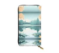 KadUe Fallen Leaves On A Tranquil Lake Portafoglio in pelle alla moda da donna, scomparti multipli per carte e contanti carte di credito, Nero , Taglia unica, Contemporaneo