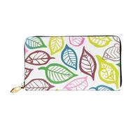 KadUe Leaf Lines - Portafoglio da donna in pelle, con scomparti multipli per carte di credito e banconote, Nero , Taglia unica, Contemporaneo
