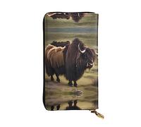 KadUe Mighty Highland Yak, portafoglio da donna in pelle di yak, con scomparti multipli per carte e contanti carte di credito, Nero , Taglia unica, Contemporaneo