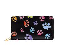 KadUe Pawful Paws - Portafoglio da donna in pelle con stampa di zampe, scomparti multipli per carte e contanti carte di credito, Nero , Taglia unica, Contemporaneo