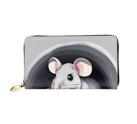 KadUe Portafoglio da donna in pelle con topolino nel buco, alla moda, scomparti multipli per carte e contanti carte di credito, Nero , Taglia unica, Contemporaneo