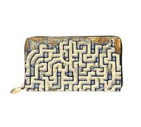 KadUe Portafoglio in pelle con mappa del tesoro labirinto alla moda da donna, scomparti multipli per carte e contanti carte di credito, Nero , Taglia unica, Contemporaneo