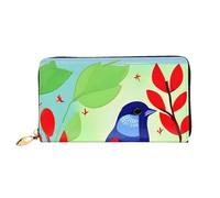 KadUe Red Leaf Bird - Portafoglio da donna in pelle, con scomparti multipli per carte di credito e banconote, Nero , Taglia unica, Contemporaneo