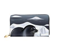KadUe Seals On Ice - Portafoglio da donna in pelle, con scomparti multipli per carte di credito e banconote, Nero , Taglia unica, Contemporaneo
