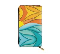 KadUe Sunset and Sunrise con onde oceaniche del mare portafoglio in pelle alla moda da donna, scomparti multipli per carte e contanti carte di credito, Nero , Taglia unica, Contemporaneo