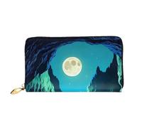KadUe Water Moon Cave, portafoglio da donna in pelle, alla moda, con scomparti multipli per carte di credito e contanti, Nero , Taglia unica, Contemporaneo