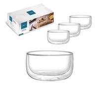 Kadum Set di 4 bicchieri da dessert a doppia parete, in vetro, 350 ml, in confezione regalo con effetto fluttuante, idea regalo, lavabile in lavastoviglie