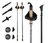 KADVA Bastoncini da Nordic Walking ARUKU in Nero, misura regolabile 83-135 cm Sistema Twist Lock che garantisce stabilità e sicurezza Riduzione delle vibrazioni Punta in acciaio