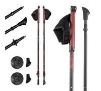 KADVA Bastoncini da Nordic Walking HALNA in Rosso Misura regolabile 84-135 cm Sistema Quick Lock per una chiusura stabile e sicura Punta in carburo durevole e resistente all'abrasione