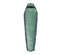 KADVA Sacco nanna da campeggio Faran L con collegamento laterale sinistro, 220 x 80 cm, verde, sacco a pelo con cappuccio, temperatura comfort 10 gradi, ideale per autunno e primavera, tecnologia
