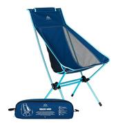 KADVA Sedia da campeggio Sego Mid in blu, 61 x 70 x 98 cm, pieghevole, ultraleggera, 1,5 kg, telaio della sedia in alluminio, materiale 100% poliestere, con morbido cuscino su schienale alto, seduta