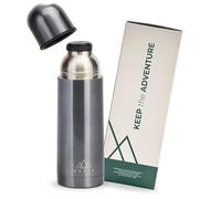 KADVA Thermos VULCAN in argento, capacità 750 ml, leggero e compatto, in acciaio inox senza BPA, coperchio e tazza 2 in 1, isolamento sottovuoto, thermos mantiene caldo e freddo, design elegante