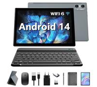 KADYBE 2024, tablet Android 6, Android 14, 10 pollici, 64 GB ROM (512 GB TF), Octa-Core, certificazione | 5 + 13 MP | 1,8 GHz | 7000 mAh | Tablet con tastiera mouse penna, 2 anni di