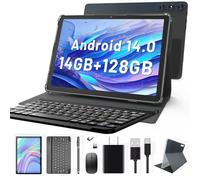 KADYBE Tablet da 10 Pollici, Android 14, con Tastiera, Penna, Mouse, 4G LTE, Slot per Scheda SIM, 14 GB RAM + 128 GB ROM, Octa-Core, 13 + 8 MP, 7000 mAh, 5G WiFi, GPS, Bluetooth
