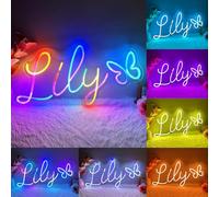 KAEGORT Neon Personalizzato, Rainbow Scritta LED Personalizzabile Multicolori Lettere Luminose Decorazione Parete Insegne al Neon Controllo remoto/APP per Feste Bar Negozi