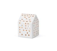 Kähler Urbania - Casetta per lumino da tè a forma di casa di città, protegge il lumino dal vento, in ceramica, colore: bianco