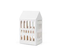 Kähler Urbania - Casetta per lumino da tè a forma di chiesa, protegge il lumino dal vento, in ceramica, colore: bianco
