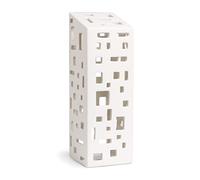 Kähler Urbania - Casetta per lumino da tè a forma di grattacielo, protegge il lumino dal vento, in ceramica, colore: bianco
